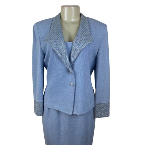 St. John Womens Light Blue Set Blazer Size 6 & Skirt Size 10 - Picture 8 of 16
